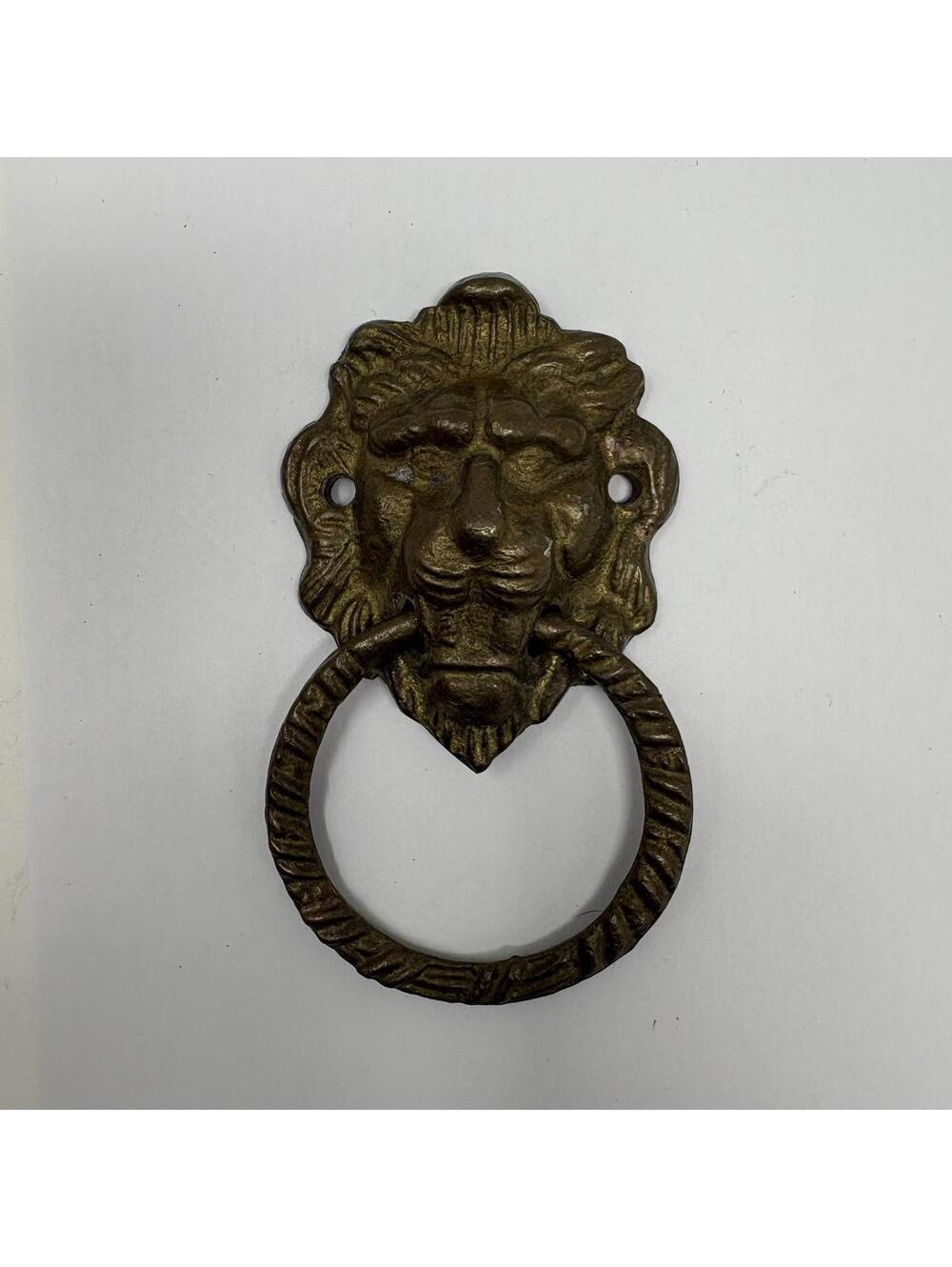 Vintage Brass Lion Head Door Knocker Ring Antique Architectural Hardware